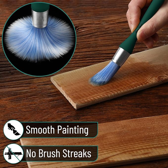 Bates- Trim Paint Brush, 0.75 Inch, Ergonomic Non-Slip Handle, Synthetic Bristles, Trim Brushes for Painting, Muted Teal Color