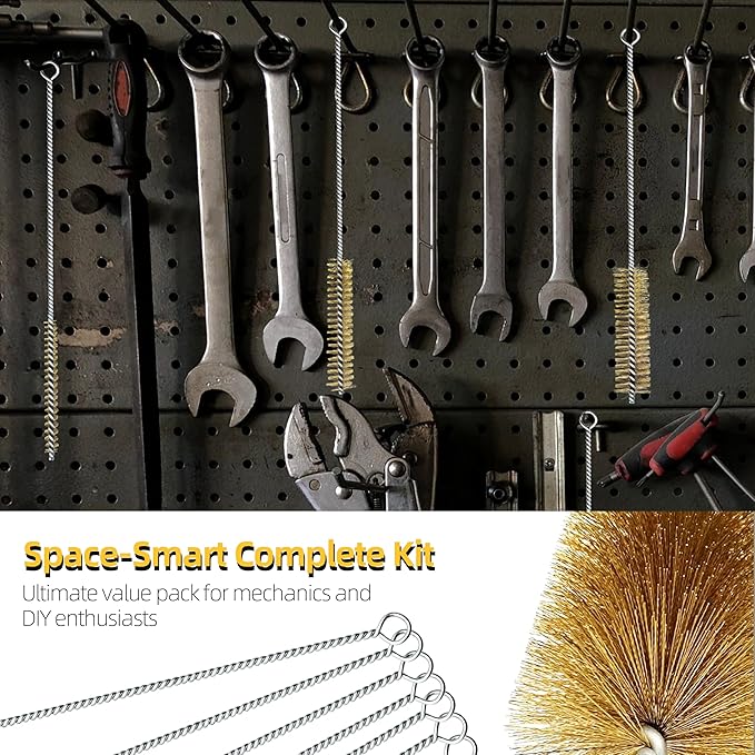 7Pcs Wire Tube Brushes Set,Brass Bottle Brush ,12" Long Wire Bore Brushes for Deep Cleaning Pipes,Tubes,Narrow Spaces, Engine Parts, Home Brew(1/4"-1" Sizes)