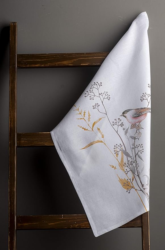 Maison d' Hermine Kitchen Towels Set of 3 100% Cotton 27.50" x 20" Reusable Cloth Tea Dish Towels Absorbent with Hanging Loop for Kitchen, Cocktail Parties Spring/Summer (Meadow Florals - Beige)