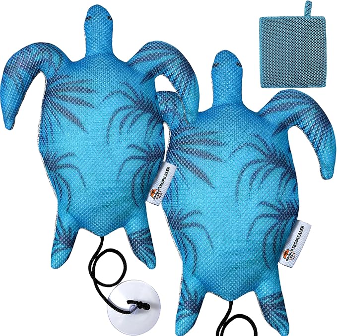 Hot Tub Scum Absorber Turtle ScumGuard Mesh - 2-Pack Oil & Scum Absorber for Spa, Hot Tub & Pool - Keeps Water Clear & Filters Protected - Includes 2 Washable Turtle Absorbers & Mesh Cleaning Cloth