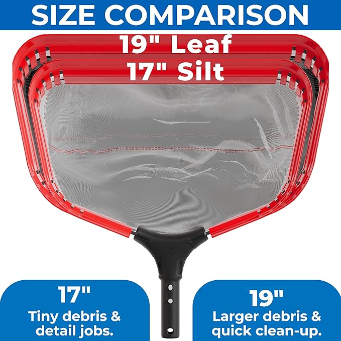 ProTuff PRO Ultimate Silt & Leaf Rake Bundle - 490 Promise Unlimited & Unconditional Replacements - 2-Items: 19" Medium & 17" Fine Mesh Pool Cleaner for Sand, Silt, Pollen, Leaves & Twigs