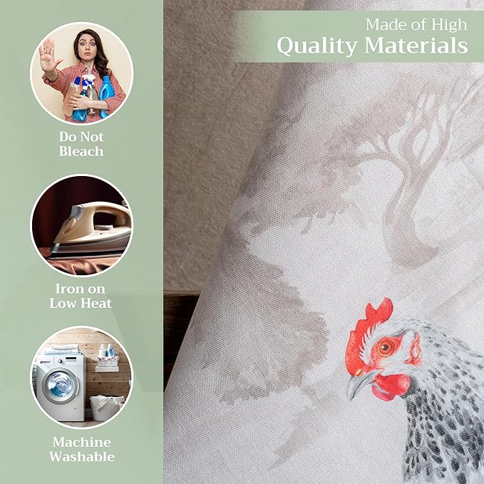 Maison d' Hermine Kitchen Towels Set of 3 100% Cotton 27.50" x 20" Reusable Cloth Tea Dish Towels Absorbent with Hanging Loop for Kitchen, Home, Dining, Cocktail Parties Spring/Summer (Basse Cour)