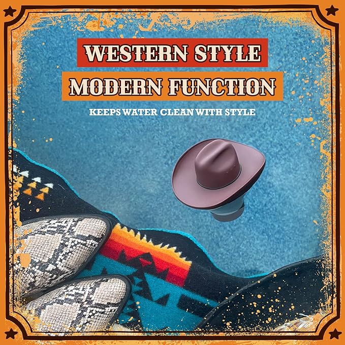 Cowboy Hat Western Floating Pool Chlorine Dispenser - Large Capacity Floater for 3" Tabs, Adjustable Flow, Unique Added Buoyancy, Weather Durable PP & ABS in Brown or Gray (Brown)