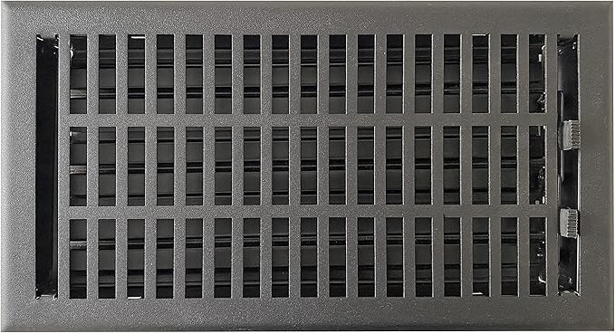 Empire Register Co, Vent Cover - 6x12 inch, Modern Contemporary Design, Textured Black Finish, Heavy Duty Floor Vent Covers, Metal Damper Attached Vent Covers for Home Floor only