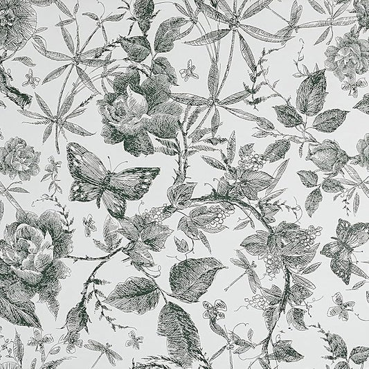 Drawers Liner Contact Paper for Dresser Peel and Stick Wallpaper Sketched Design 15.7x118in Self Adhesive Removable Green Maroon Rose Floral Butterfly Vintage Cabinet Shelf Renter Friendly