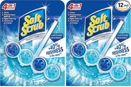 Soft Scrub 4-in-1 Rim Hanger Toilet Bowl Cleaner, Sapphire Waters, 6 Count (Pack of 2)