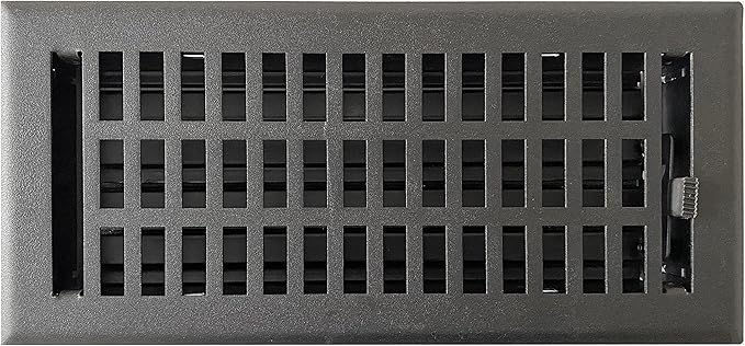 Empire Register Co, Steel Floor Register - 4x10 inch, Modern Contemporary Design, Textured Black Finish, Heavy Duty Walkable Steel Vents, Metal Damper Attached Air Vents for Home Floor only
