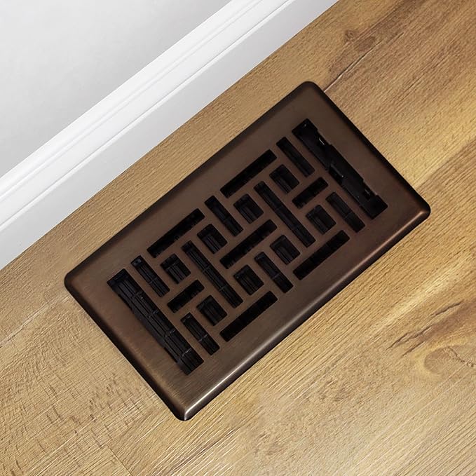 Decor Grates AJH408-RB Oriental Floor Register, 4x8 Inches, Rubbed Bronze Finish