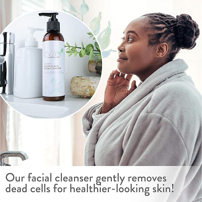 Eva Naturals Glycolic Acid Face Wash - Glycolic Acid Cleanser for Face (6 Fl Oz)