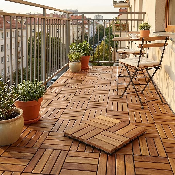 Bare Decor EZ Teak Flooring 12 Slat, Brown, 1 Sample Tile