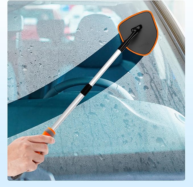 XINDELL Windshield Cleaning Tool, Interior & Inside Car Windshield Cleaner with Microfiber Pads, Extendable Handle & 360° Head, Streak-Free Glass Cleaning Kit for Cars Trucks