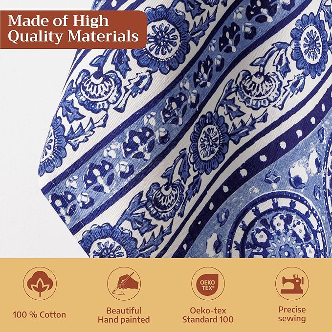 Maison d'Hermine Kitchen Towels Set of 3 100% Cotton 27.50" x 20" Reusable Cloth Tea Dish Towels Absorbent with Hanging Loop for Kitchen, Home, Dining, Cocktail Parties Spring/Summer (Melodie Bleue)