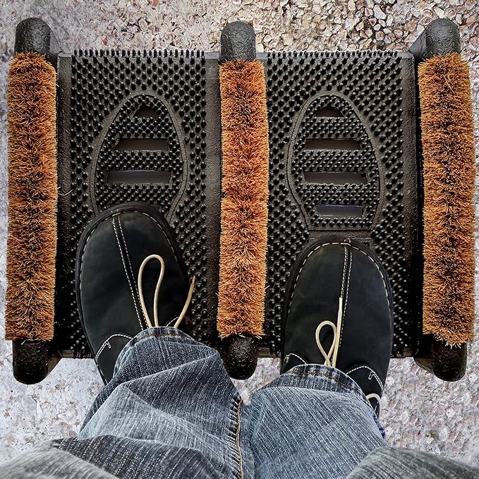 NINAMAR Mud Scrubber Rubber Brush Mat - Scrub & Scrape Muddy Shoes - 1 Pack