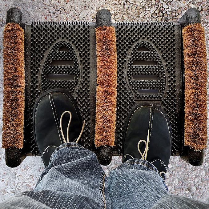 NINAMAR Mud Scrubber Rubber Brush Mat - Scrub & Scrape Muddy Shoes - 2 Pack