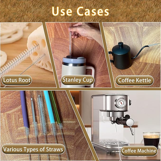 14 Inch Straw Cleaner Brush Extra Long, 4-PCS Straw Brush Extra Long with Nylon Bristles, Extra Wide 12mm diam Straw Cleaning Brush for Reusable Straws, Coffee Machine and Baby Bottles.