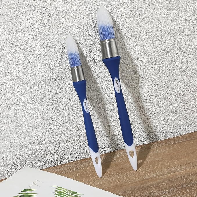 Bates- Trim Brush Set, 1" & 0.6", Blue and White Handle, Trim Paint Brush, Small Paint Brush, Trim Brushes for Painting, Small Brushes for Painting, Paint Brush for Trim, Paint Brushes for Walls