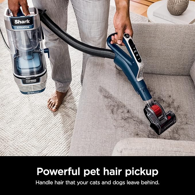 Shark Upright Vacuum, Stratos with DuoClean PowerFins, HairPro, Powered Lift-Away, Self-Cleaning Brushroll, & Odor Neutralizer Technology, Navy, AZ3002