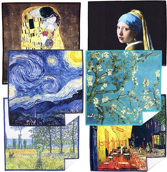 Large [6 Pack] World Best Classic Art Collection Microfiber Cloth - Ultra Premium Quality Microfiber Cleaning Cloths(Best for Camera Lens, Glasses, Screens, and All Lens.), Microfiber Cloth