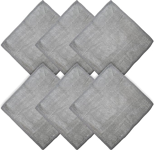 WHOOSH! Microfiber Cleaning Cloth, 6 Pack, Glasses and Screen Cleaning Cloth, Suitable for Car Screen, Computer, Laptop, iPad, MacBook, Smart Phone, Monitor, Eyeglasses, Watches (6 x 6 Inch), Grey